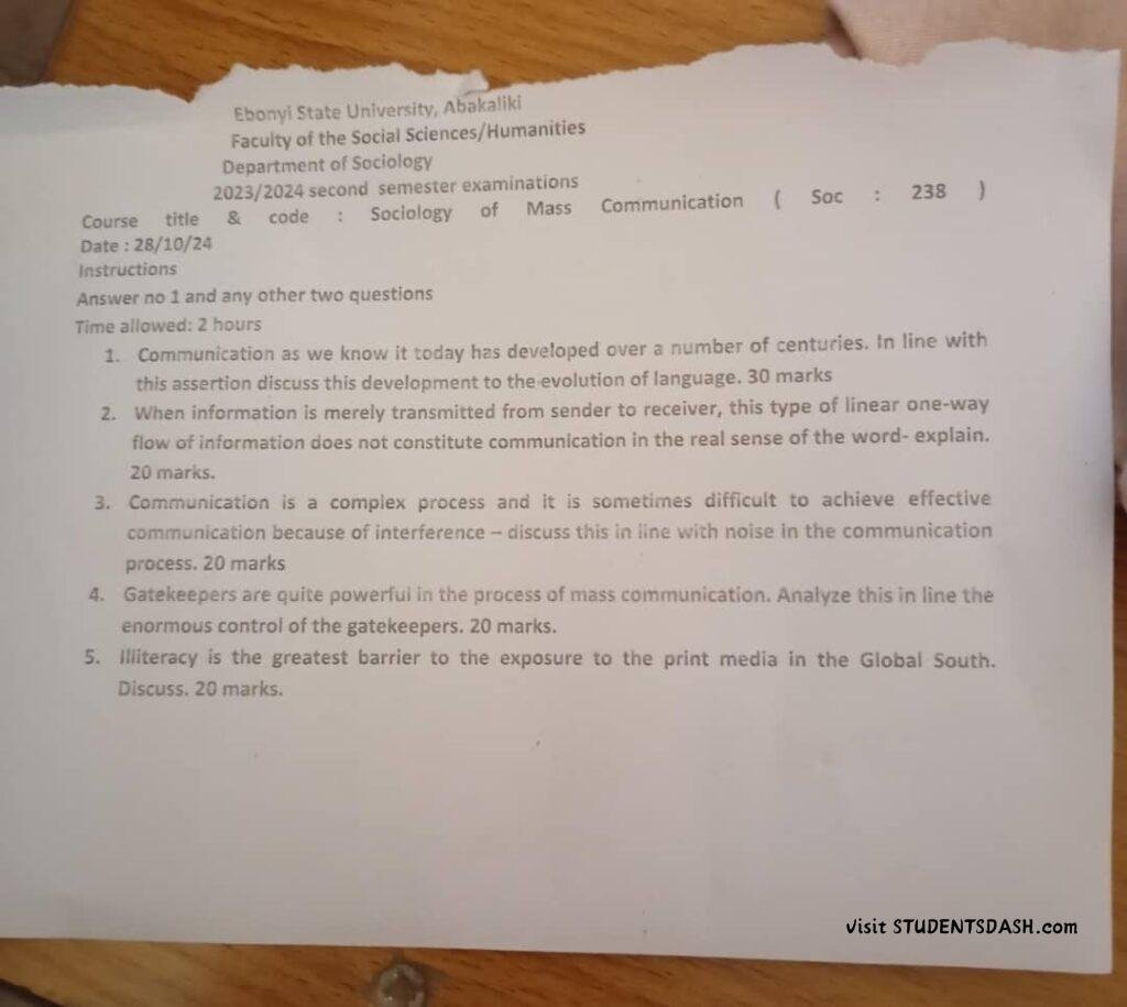 SOC 238 Past Questions and Answers