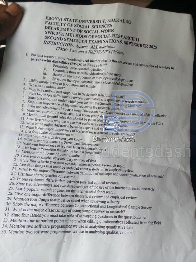 SWK 332 Past Questions and Answers